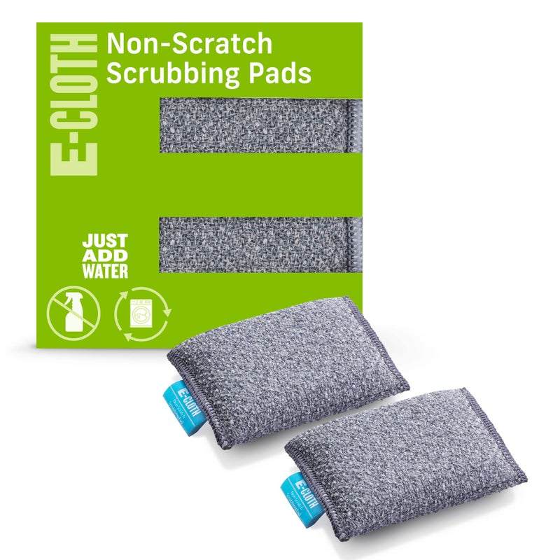 E-Cloth 2-Pack Non-Scratch Scrubbing Pads, Microfiber Scrubber and Dish Sponge, Ideal for a Streak-Free Clean Grill, Cast Iron and Dishes, Washable and Reusable, 100 Wash Promise - Image 1